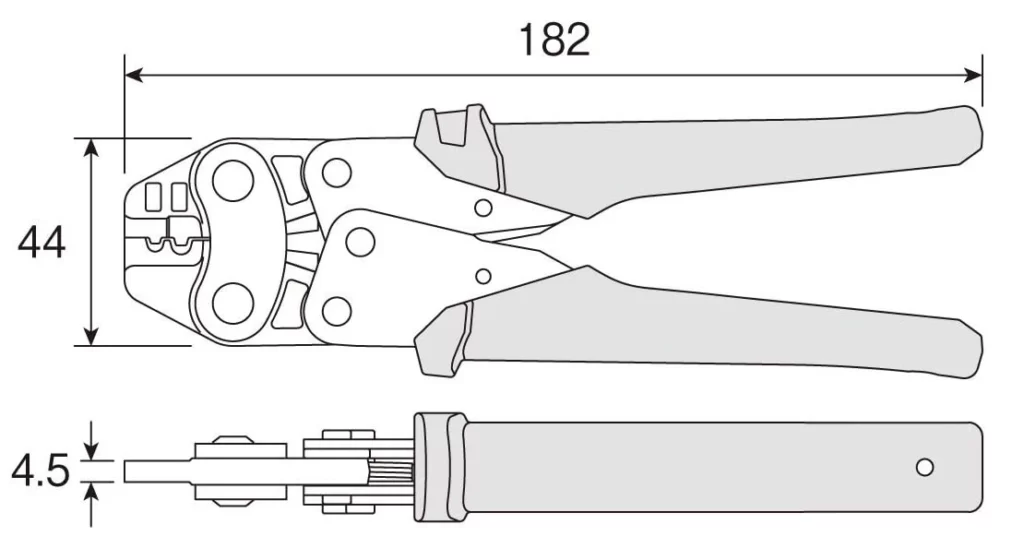 ホーザン製圧着工具　P-732の外形寸法