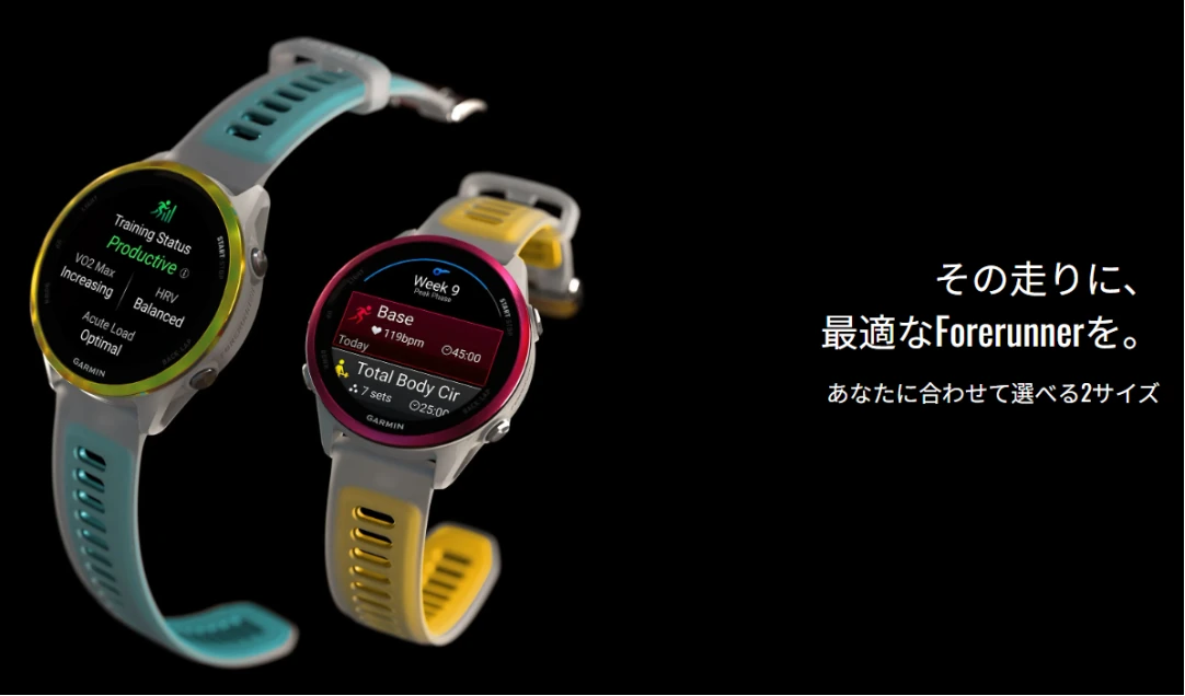 Forerunner570は対応手首周りのサイズに合わせて2つのサイズが選べます