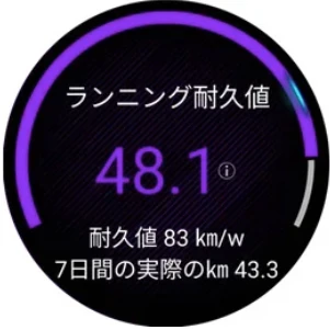 ランニング耐久値の画面イメージ
