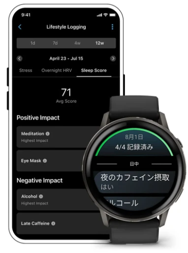 venu4のライフスタイルの記録機能画面例