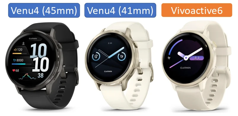 venu4とvivoactive6の写真